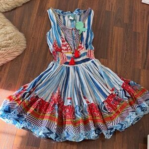 NWT Striped Blue and Red Sleeveless Dress from Positano, Italy